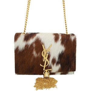 SAINT LAURENT PARIS Tassel Fringe Monogram Kate Chain Shoulder Bag